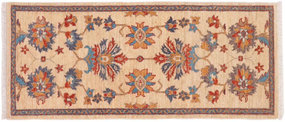 handmade Traditional Kafkaz Tan Rust Hand Knotted RUNNER 100% WOOL area rug 3' x 5'