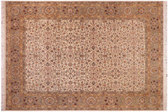 handmade Traditional  Beige Tan Hand Knotted RECTANGLE 100% WOOL area rug 9x12