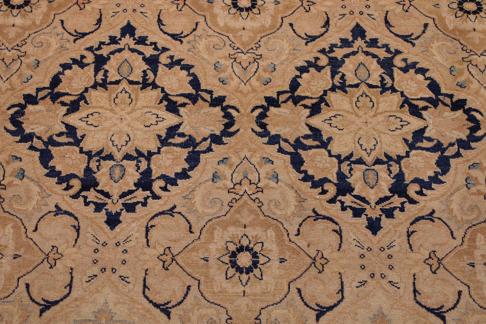 handmade Traditional Kirman Multi Tan Hand Knotted RECTANGLE 100% WOOL area rug 9x12