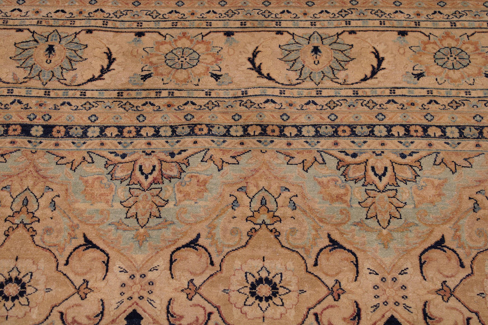 handmade Traditional Kirman Multi Tan Hand Knotted RECTANGLE 100% WOOL area rug 9x12