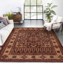 handmade Traditional Kafkaz Brown Tan Hand Knotted RECTANGLE 100% WOOL area rug 8' x 10'