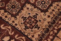 handmade Traditional Kafkaz Brown Tan Hand Knotted RECTANGLE 100% WOOL area rug 8' x 10'