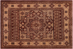 handmade Traditional Kafkaz Brown Tan Hand Knotted RECTANGLE 100% WOOL area rug 8' x 10'