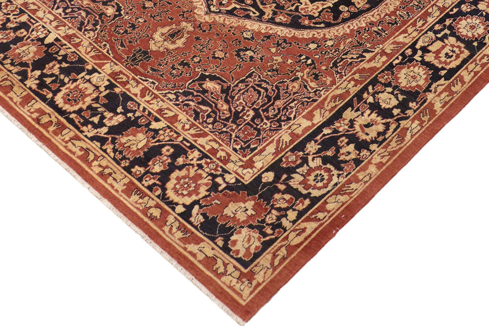 handmade Traditional Kafkaz Rust Blue Hand Knotted RECTANGLE 100% WOOL area rug 8' x 9'