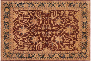 8x11 hand knotted Ziegler wool rug in brown and blue - Classic Ziegler Jayne