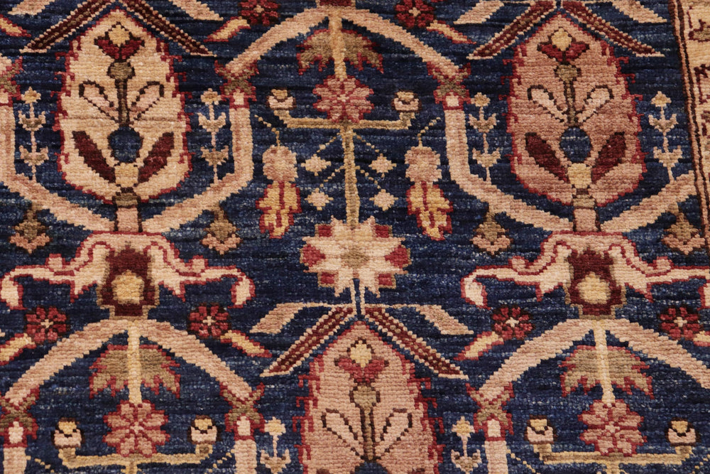 handmade Transitional Kafkaz Blue Red Hand Knotted RECTANGLE 100% WOOL area rug 8' x 10'