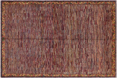 handmade Modern Gabbeh Blue Red Hand Knotted RECTANGLE 100% WOOL area rug 8' x 10'