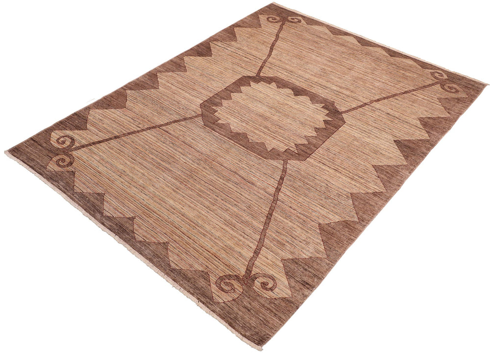 handmade Modern Gabbeh Beige Brown Hand Knotted RECTANGLE 100% WOOL area rug 8' x 11'