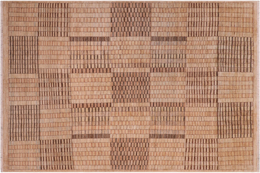 handmade Modern Gabbeh Tan Brown Hand Knotted RECTANGLE 100% WOOL area rug 8' x 10'