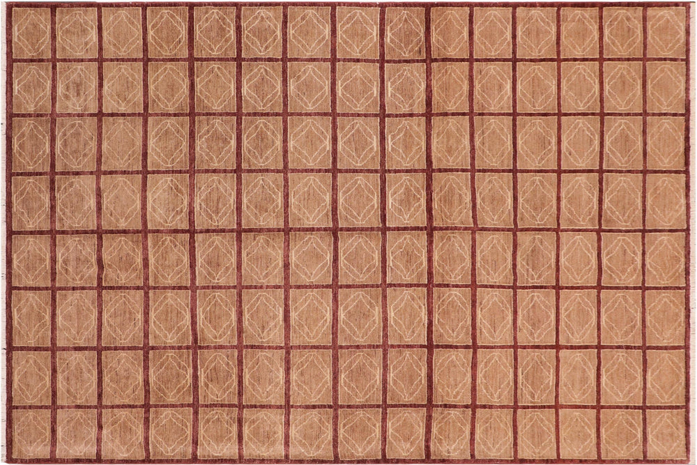 handmade Modern Gabbeh Tan Nude Hand Knotted RECTANGLE 100% WOOL area rug 8' x 9'