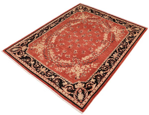 handmade Traditional Kafkaz Rust Black Hand Knotted RECTANGLE 100% WOOL area rug 8x10