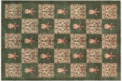 handmade Modern Kafkaz Green Rust Hand Knotted RECTANGLE 100% WOOL area rug 8' x 10'