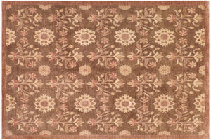 handmade Modern Kafkaz Brown Tan Hand Knotted RECTANGLE 100% WOOL area rug 8' x 10'
