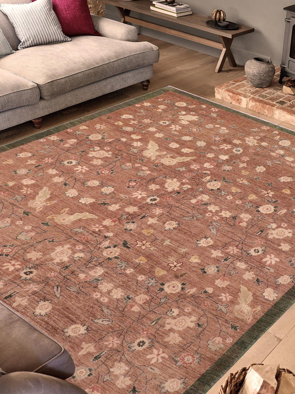 handmade Modern Kafkaz Brown Green Hand Knotted RECTANGLE 100% WOOL area rug 8' x 10'