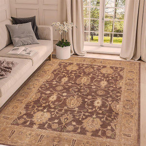 handmade Traditional Kafkaz Brown Tan Hand Knotted RECTANGLE 100% WOOL area rug 8x10