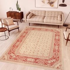 handmade Transitional Kafkaz Beige Red Hand Knotted RECTANGLE 100% WOOL area rug 8' x 9'