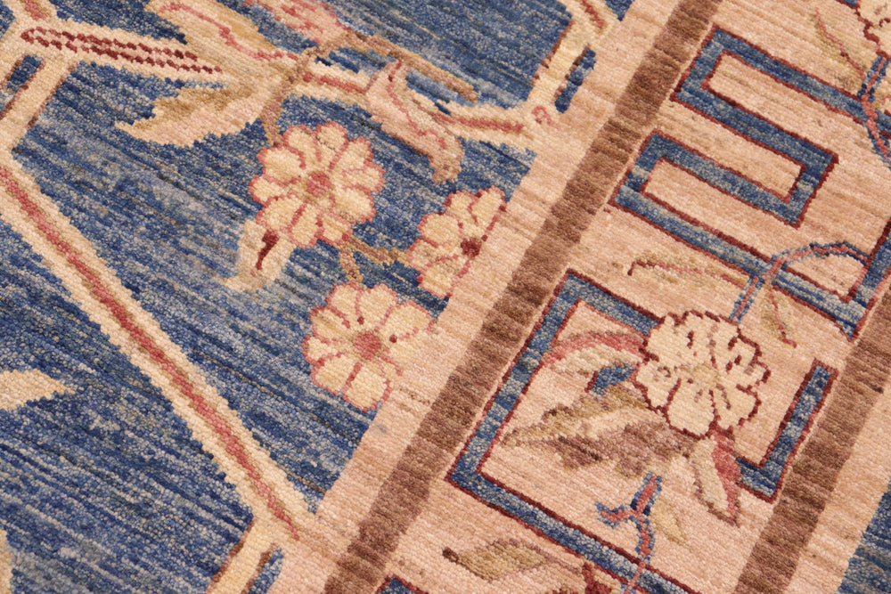 handmade Transitional Kafkaz Lt. Blue Tan Hand Knotted RECTANGLE 100% WOOL area rug 8' x 10'