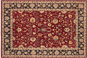 8x10 hand knotted Ziegler wool rug in red and blue - Bohemian Ziegler Gale