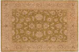 handmade Traditional Kafkaz Green Tan Hand Knotted RECTANGLE 100% WOOL area rug 8x10