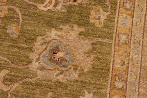 handmade Traditional Kafkaz Green Tan Hand Knotted RECTANGLE 100% WOOL area rug 8x10