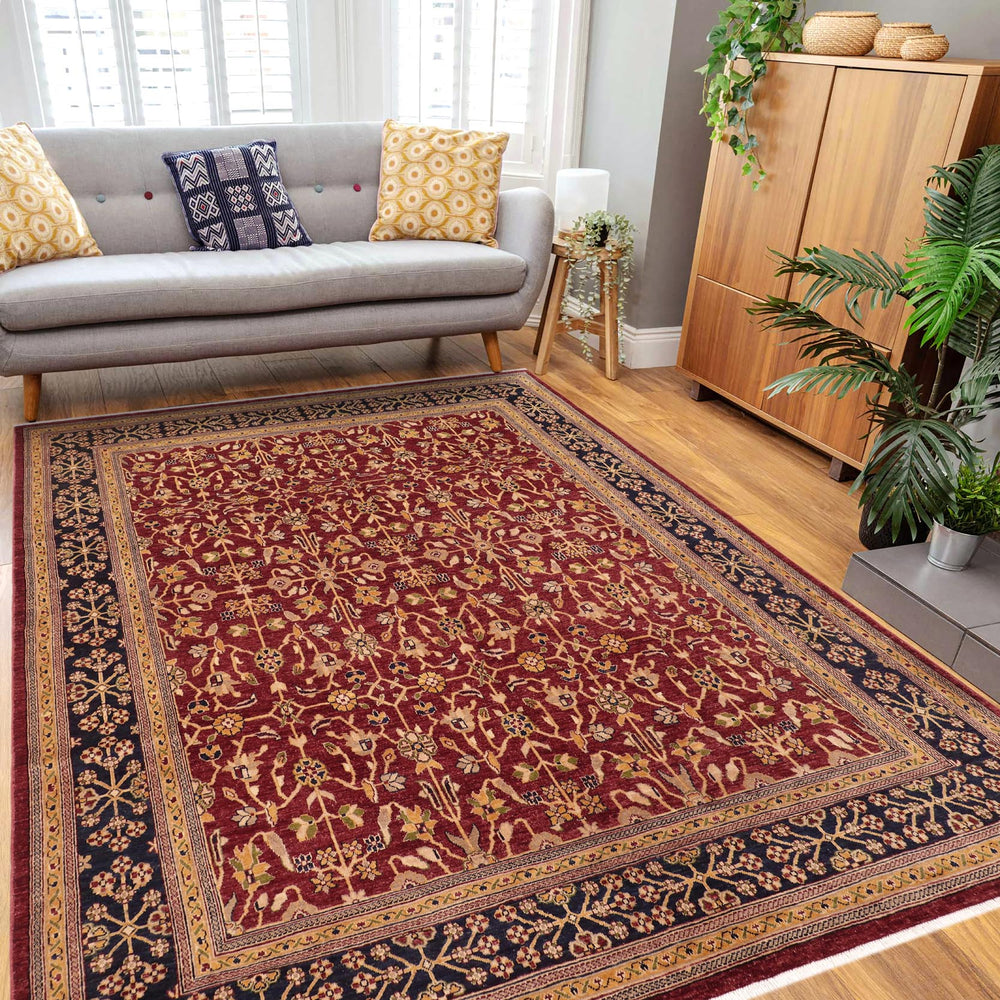 handmade Transitional Kafkaz Red Blue Hand Knotted RECTANGLE 100% WOOL area rug 8' x 10'