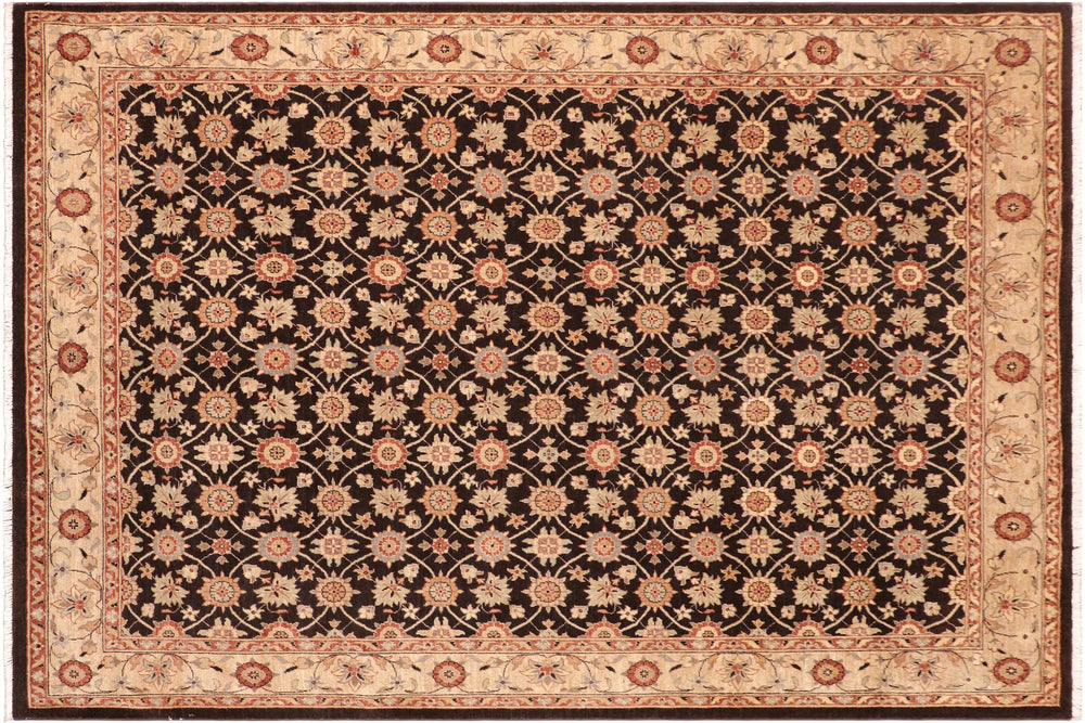 handmade Transitional Kafkaz Brown Beige Hand Knotted RECTANGLE 100% WOOL area rug 8' x 10'