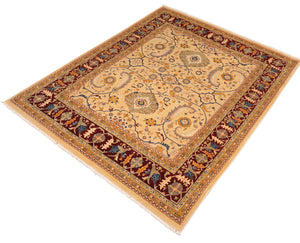 handmade Traditional Kafkaz Gold Red Hand Knotted RECTANGLE 100% WOOL area rug 8' x 10'