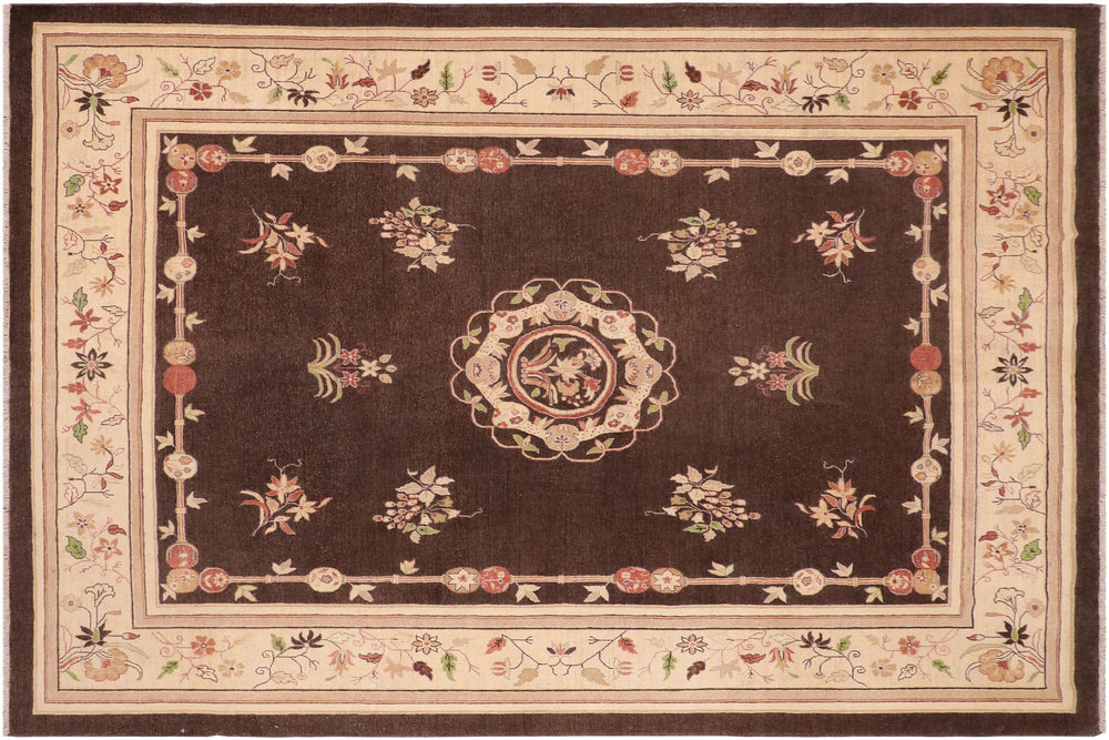 handmade Traditional Kafkaz Brown Beige Hand Knotted RECTANGLE 100% WOOL area rug 8' x 10'