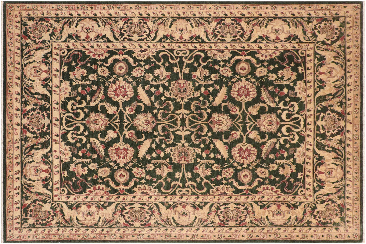 handmade Traditional Kafkaz Green Beige Hand Knotted RECTANGLE 100% WOOL area rug 8x10