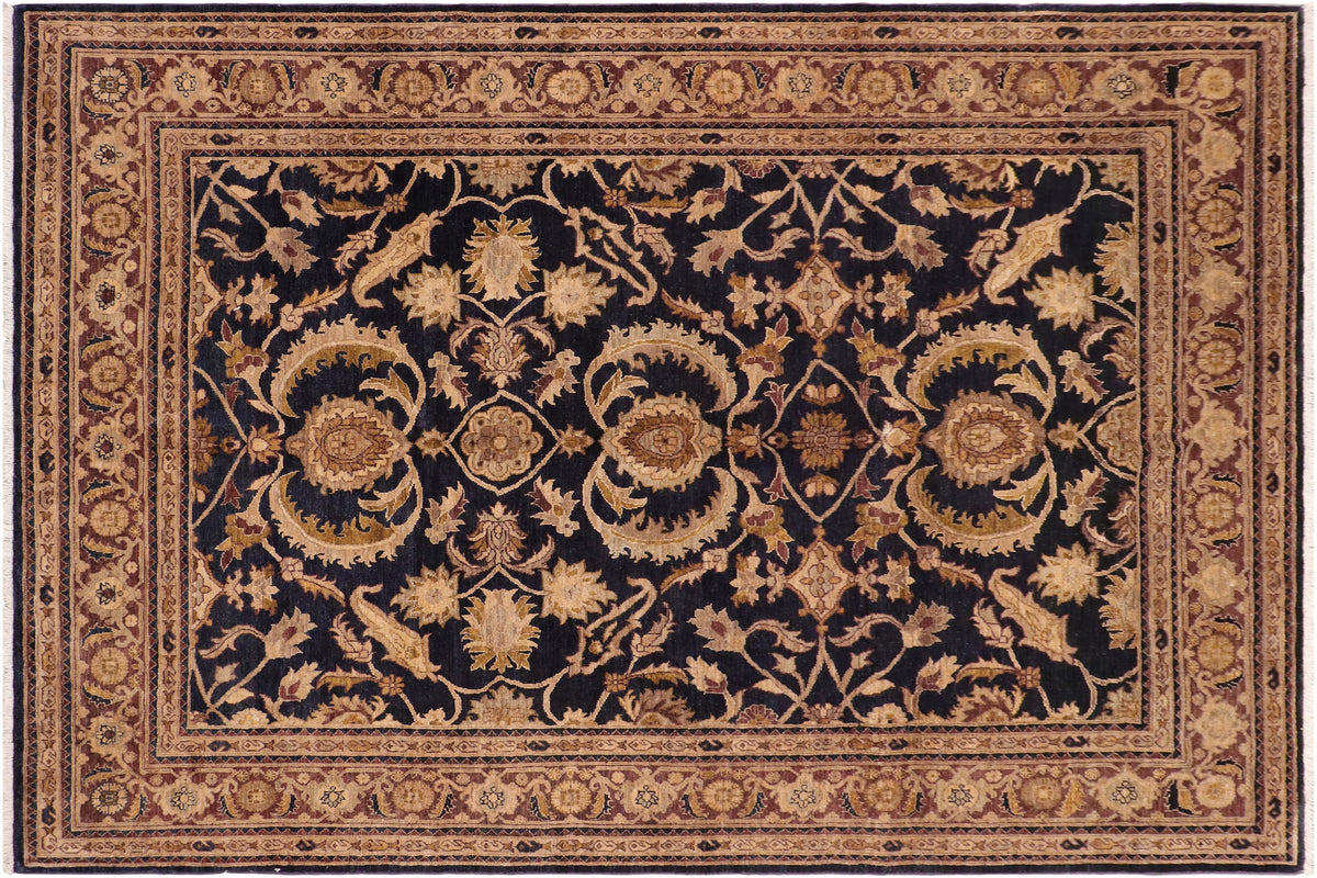 8x10 hand knotted Ziegler wool rug in blue and brown - Classic Ziegler Bianca