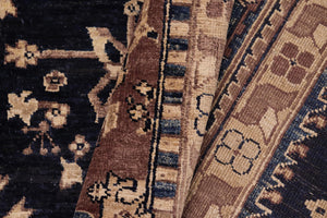 handmade Traditional Kafkaz Blue Brown Hand Knotted RECTANGLE 100% WOOL area rug 8x10