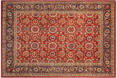 handmade Transitional Agra Tabriz Red Blue  RECTANGLE 100% WOOL area rug 9x12