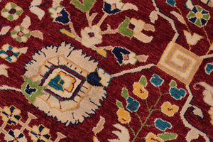 handmade Traditional Kafkaz Red Blue Hand Knotted RECTANGLE 100% WOOL area rug 9x13
