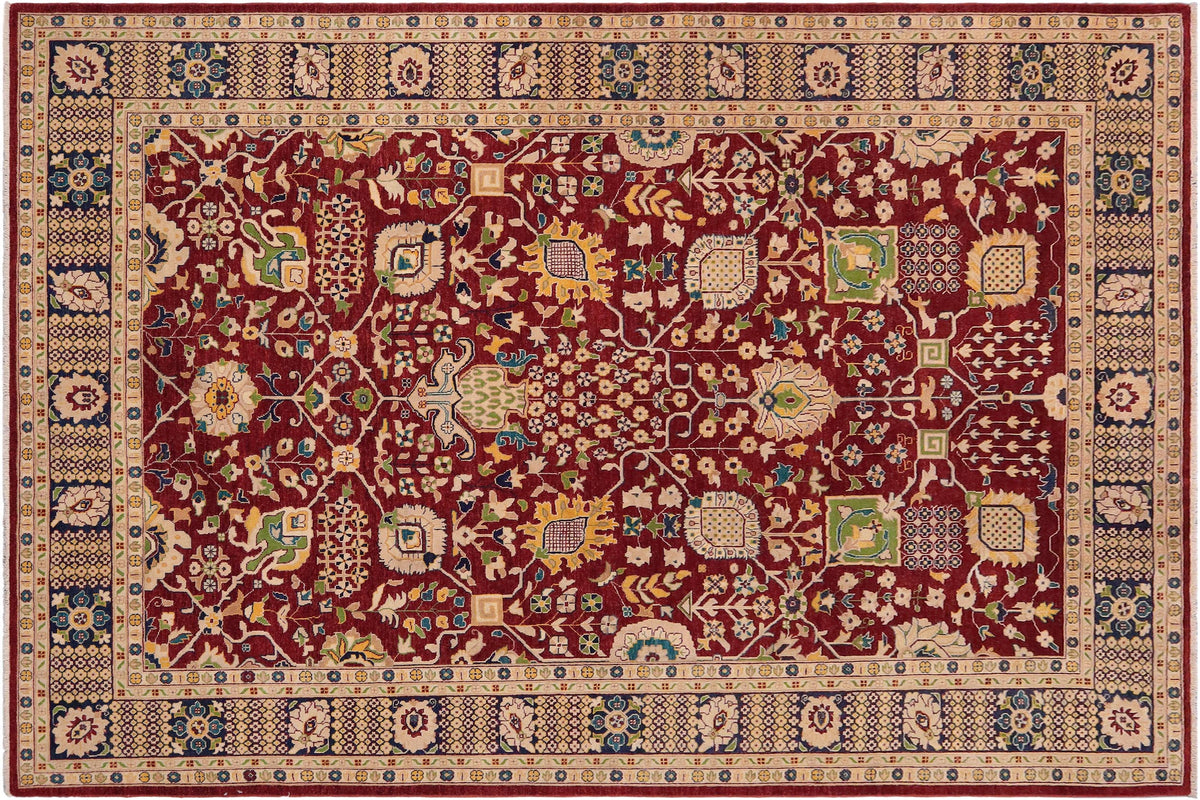 9x12 hand knotted Ziegler wool rug in red and blue - Bohemian Ziegler Adela
