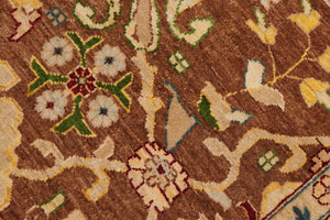 handmade Traditional Kafkaz Brown Beige Hand Knotted RECTANGLE 100% WOOL area rug 9x12