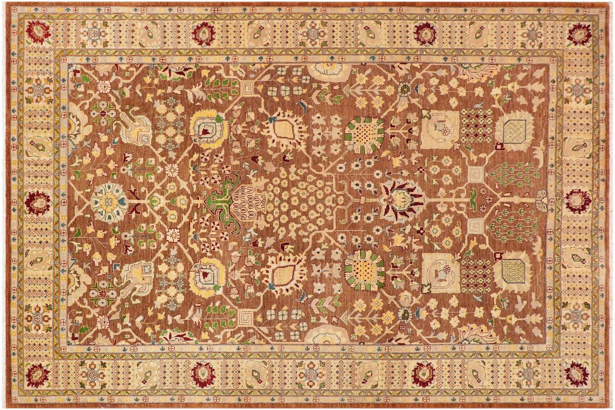 handmade Traditional Kafkaz Brown Beige Hand Knotted RECTANGLE 100% WOOL area rug 9x12