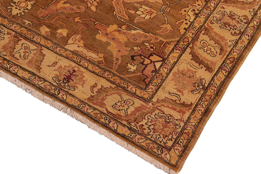 handmade Traditional Antique Gold Ivory Hand Knotted RECTANGLE 100% WOOL area rug 8x10