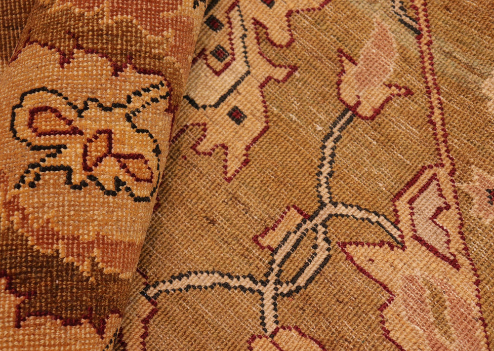 handmade Traditional Antique Gold Ivory Hand Knotted RECTANGLE 100% WOOL area rug 8x10
