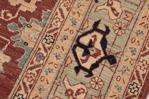handmade Traditional Kafkaz Rust Blue Hand Knotted RECTANGLE 100% WOOL area rug 8x10