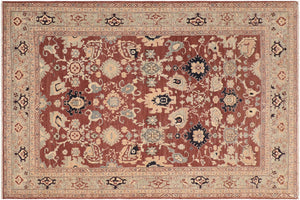 handmade Traditional Kafkaz Rust Blue Hand Knotted RECTANGLE 100% WOOL area rug 8x10