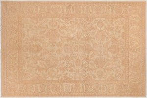8x11 hand knotted Ziegler wool rug in beige and rust - Bohemian Ziegler Letha