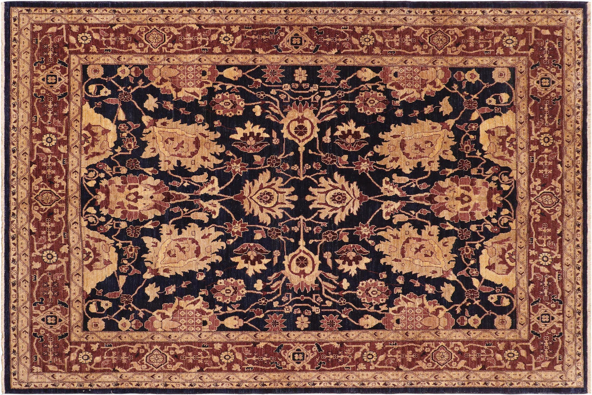 8x10 hand knotted Ziegler wool rug in blue and red - Classic Ziegler Brianna