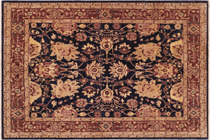 8x10 hand knotted Ziegler wool rug in blue and red - Classic Ziegler Brianna
