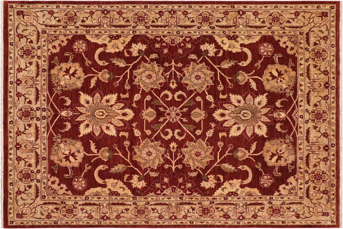 8x10 hand knotted Ziegler wool rug in red and tan - Chic Ziegler Mia