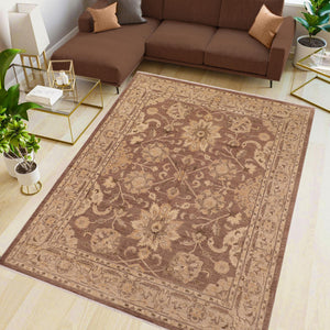 handmade Traditional Kafkaz Brown Tan Hand Knotted RECTANGLE 100% WOOL area rug 8x10