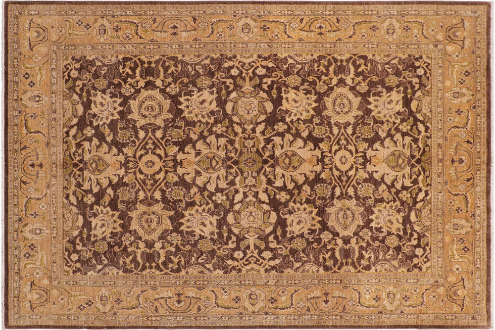 handmade Transitional Kafkaz Brown Tan Hand Knotted RECTANGLE 100% WOOL area rug 8' x 10'