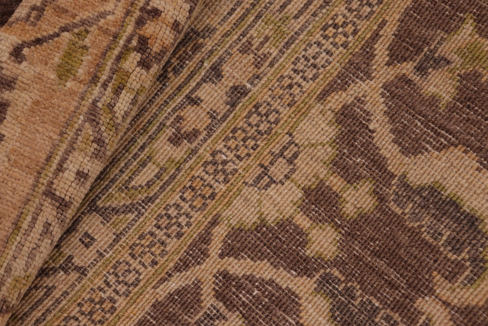 handmade Transitional Kafkaz Brown Tan Hand Knotted RECTANGLE 100% WOOL area rug 8' x 10'