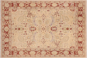 8x10 hand knotted Ziegler wool rug in beige and brown - Classic Ziegler Rae