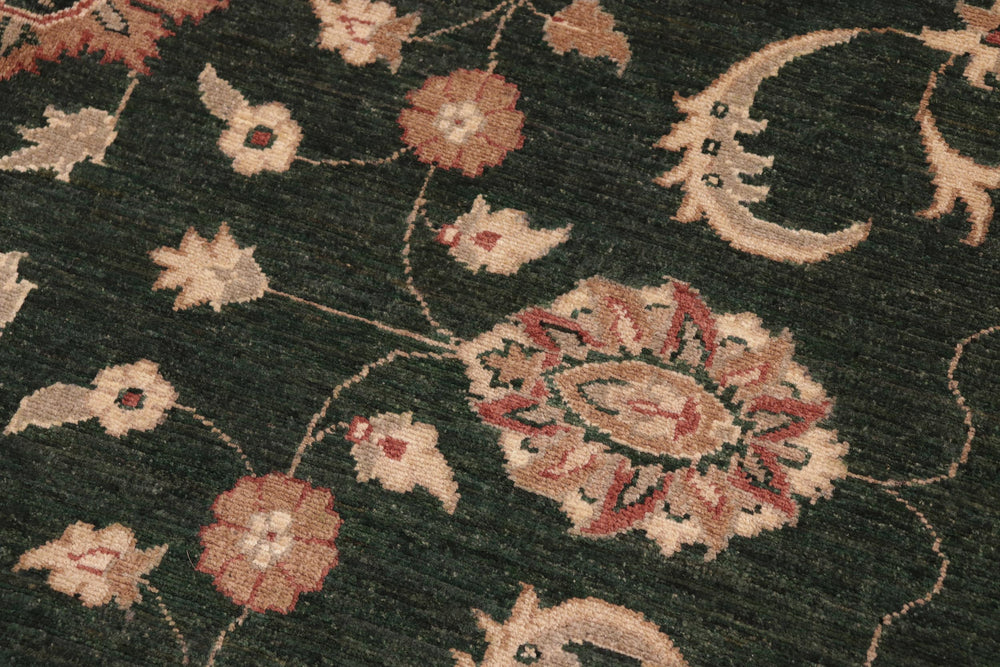handmade Transitional Kafkaz Green Beige Hand Knotted RECTANGLE 100% WOOL area rug 8' x 10'
