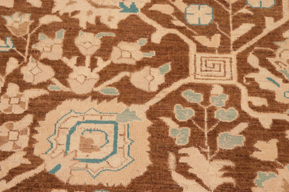 handmade Transitional Kafkaz Brown Beige Hand Knotted RECTANGLE 100% WOOL area rug 8' x 10'